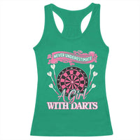 Never Underestimate A Girl Dart Player Gift Idea Racerback Tank Top - Wonder Print Shop