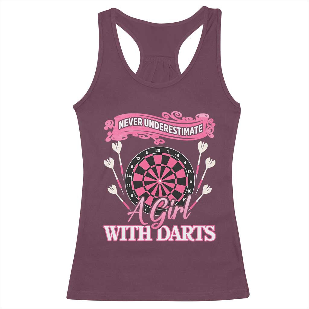 Never Underestimate A Girl Dart Player Gift Idea Racerback Tank Top - Wonder Print Shop