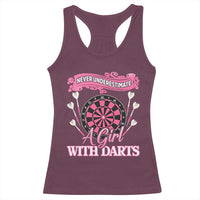 Never Underestimate A Girl Dart Player Gift Idea Racerback Tank Top - Wonder Print Shop