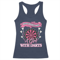 Never Underestimate A Girl Dart Player Gift Idea Racerback Tank Top - Wonder Print Shop