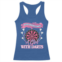 Never Underestimate A Girl Dart Player Gift Idea Racerback Tank Top - Wonder Print Shop