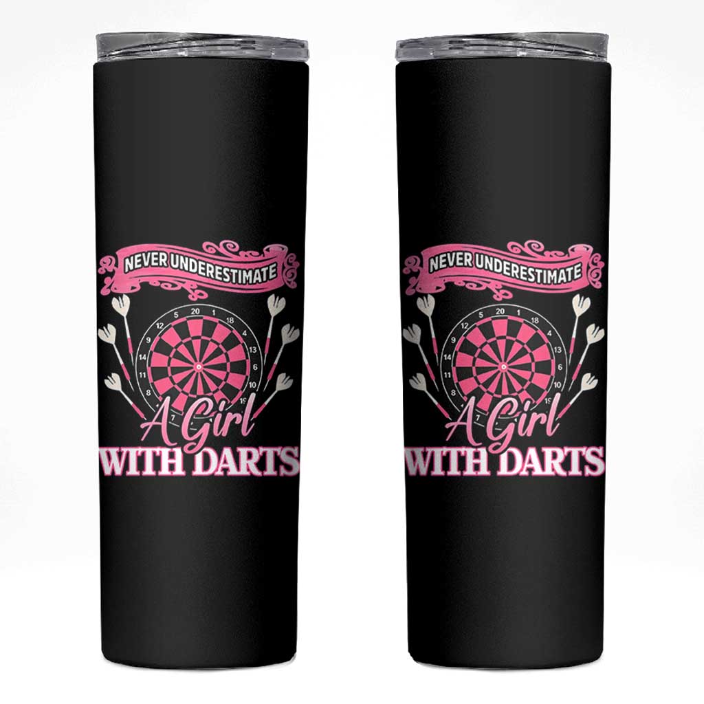 Never Underestimate A Girl Dart Player Gift Idea Skinny Tumbler - Wonder Print Shop