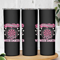 Never Underestimate A Girl Dart Player Gift Idea Skinny Tumbler - Wonder Print Shop