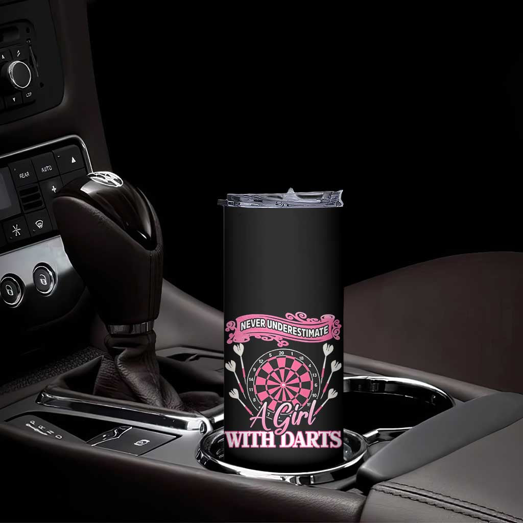 Never Underestimate A Girl Dart Player Gift Idea Skinny Tumbler - Wonder Print Shop