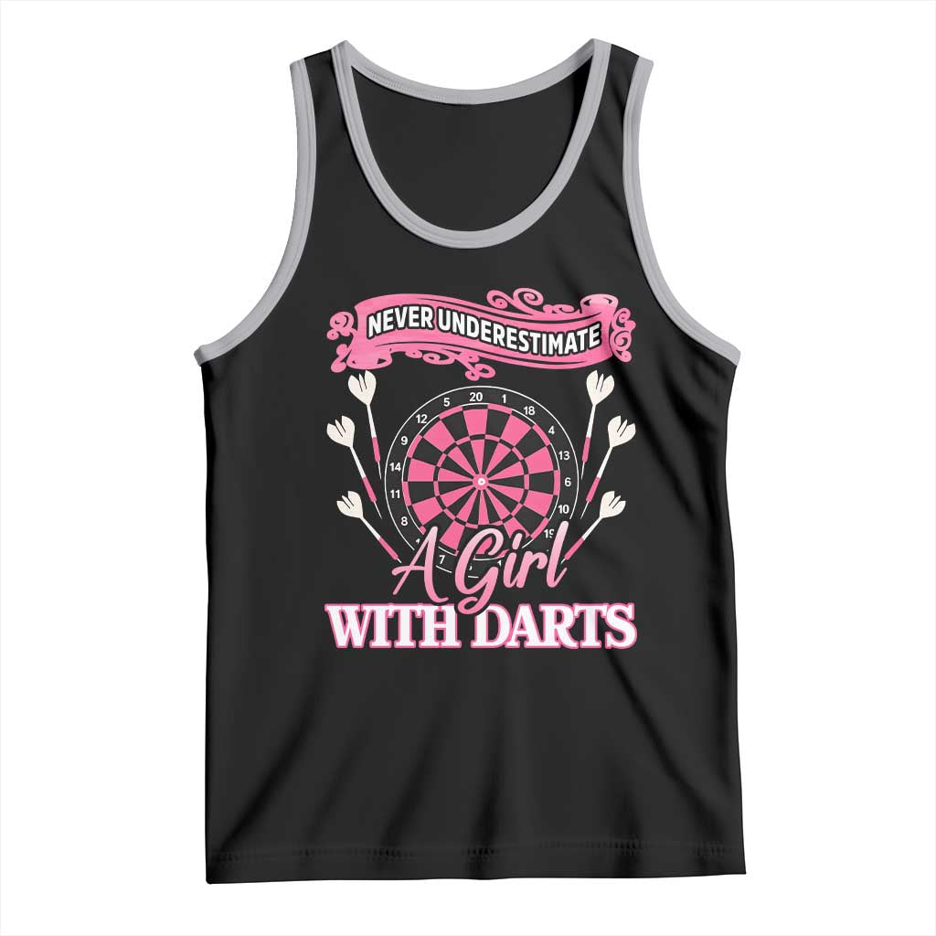 Never Underestimate A Girl Dart Player Gift Idea Tank Top - Wonder Print Shop