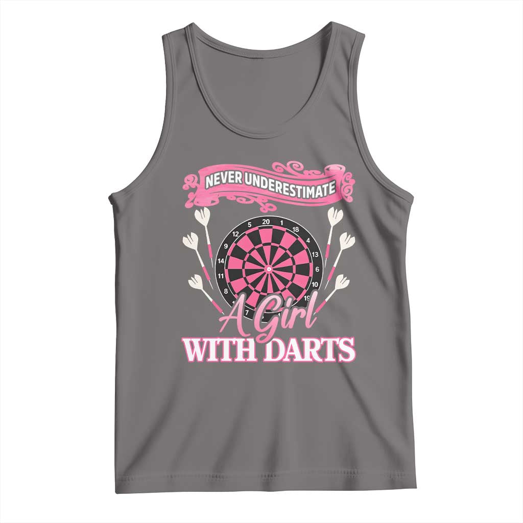 Never Underestimate A Girl Dart Player Gift Idea Tank Top - Wonder Print Shop