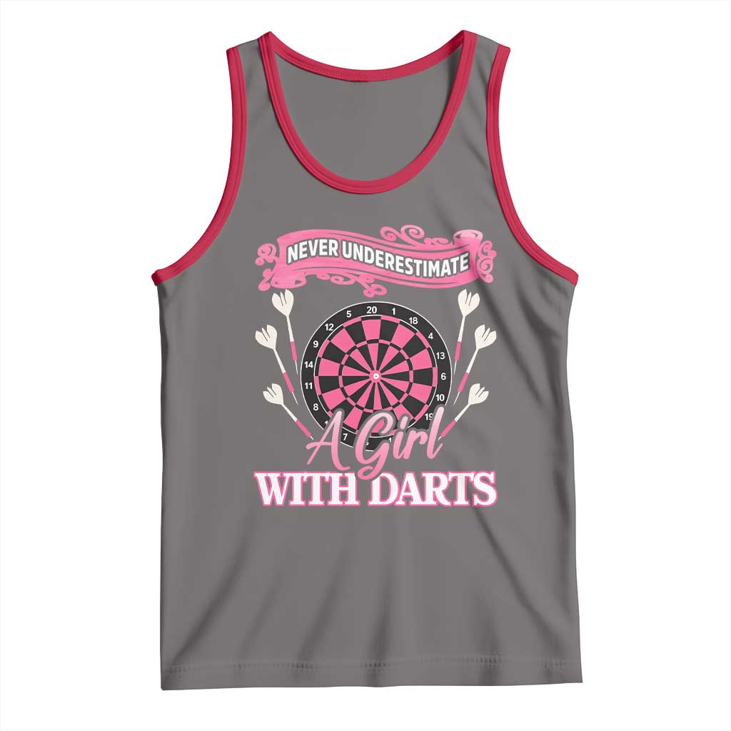 Never Underestimate A Girl Dart Player Gift Idea Tank Top - Wonder Print Shop