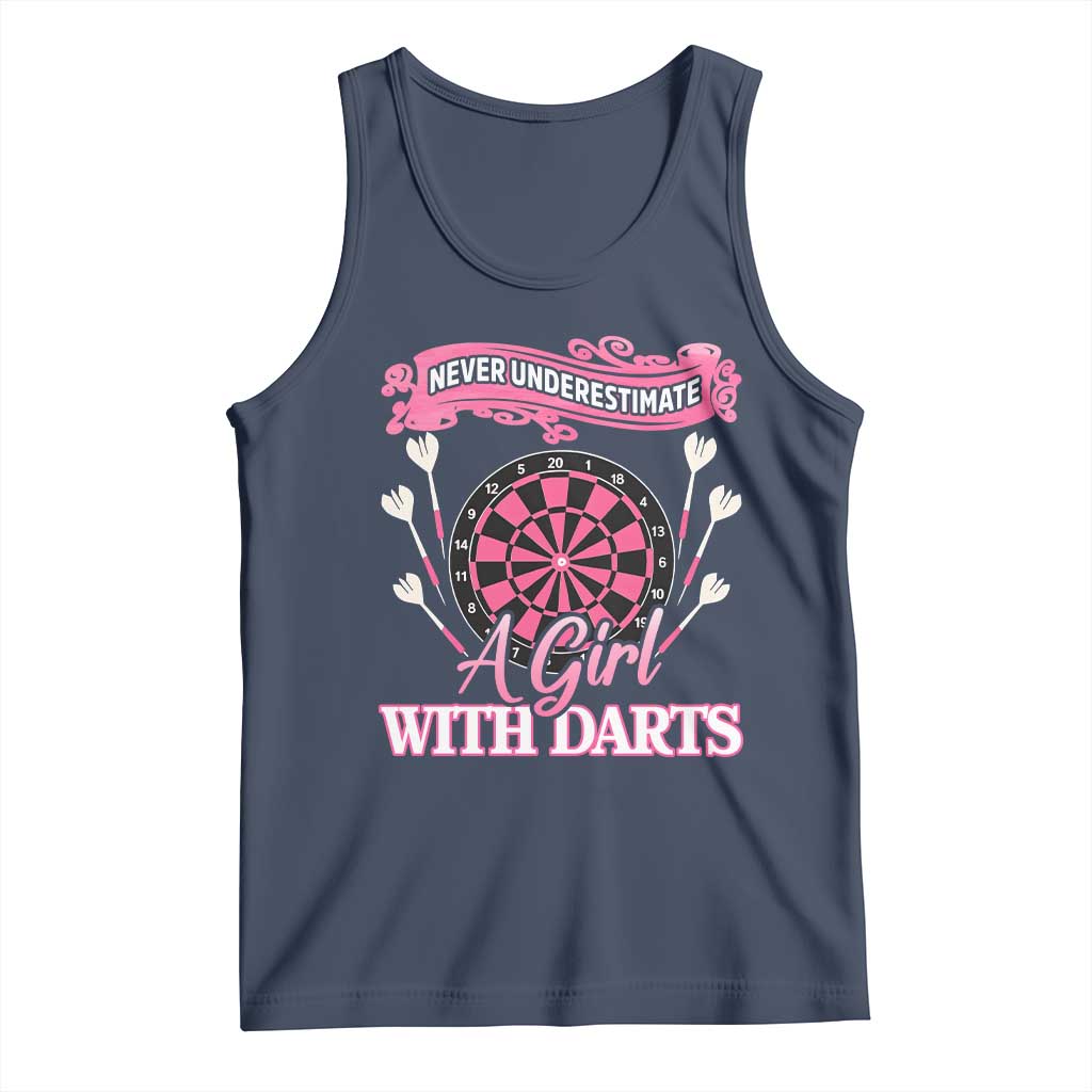 Never Underestimate A Girl Dart Player Gift Idea Tank Top - Wonder Print Shop