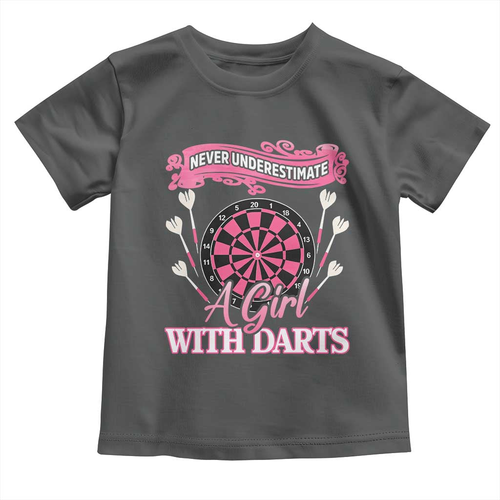 Never Underestimate A Girl Dart Player Gift Idea Toddler T Shirt - Wonder Print Shop