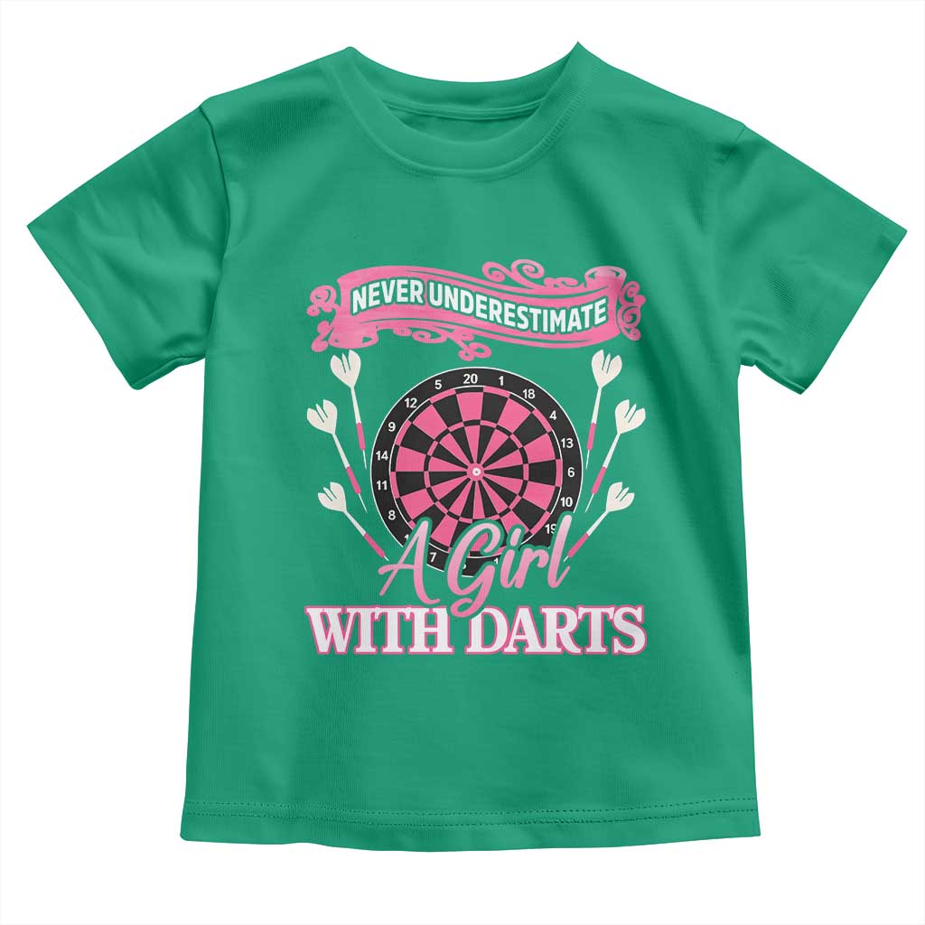 Never Underestimate A Girl Dart Player Gift Idea Toddler T Shirt - Wonder Print Shop