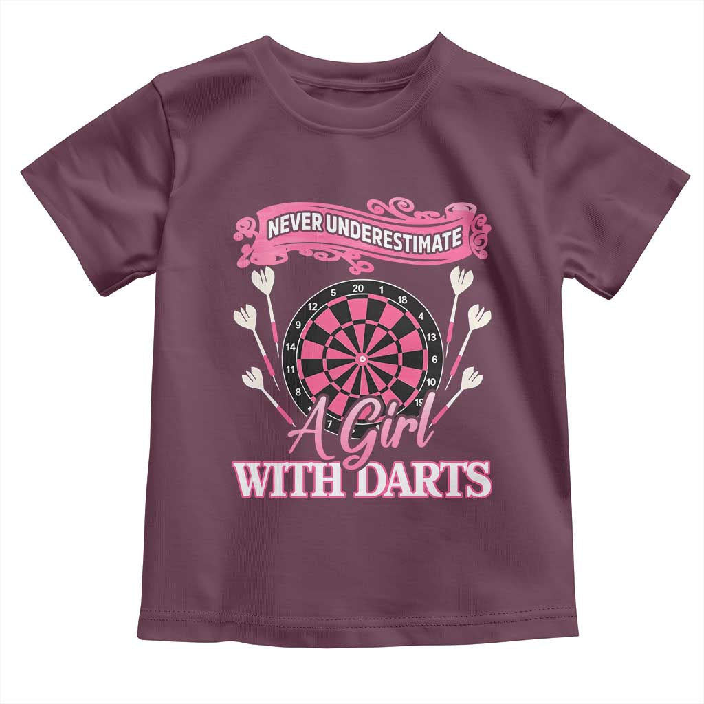 Never Underestimate A Girl Dart Player Gift Idea Toddler T Shirt - Wonder Print Shop