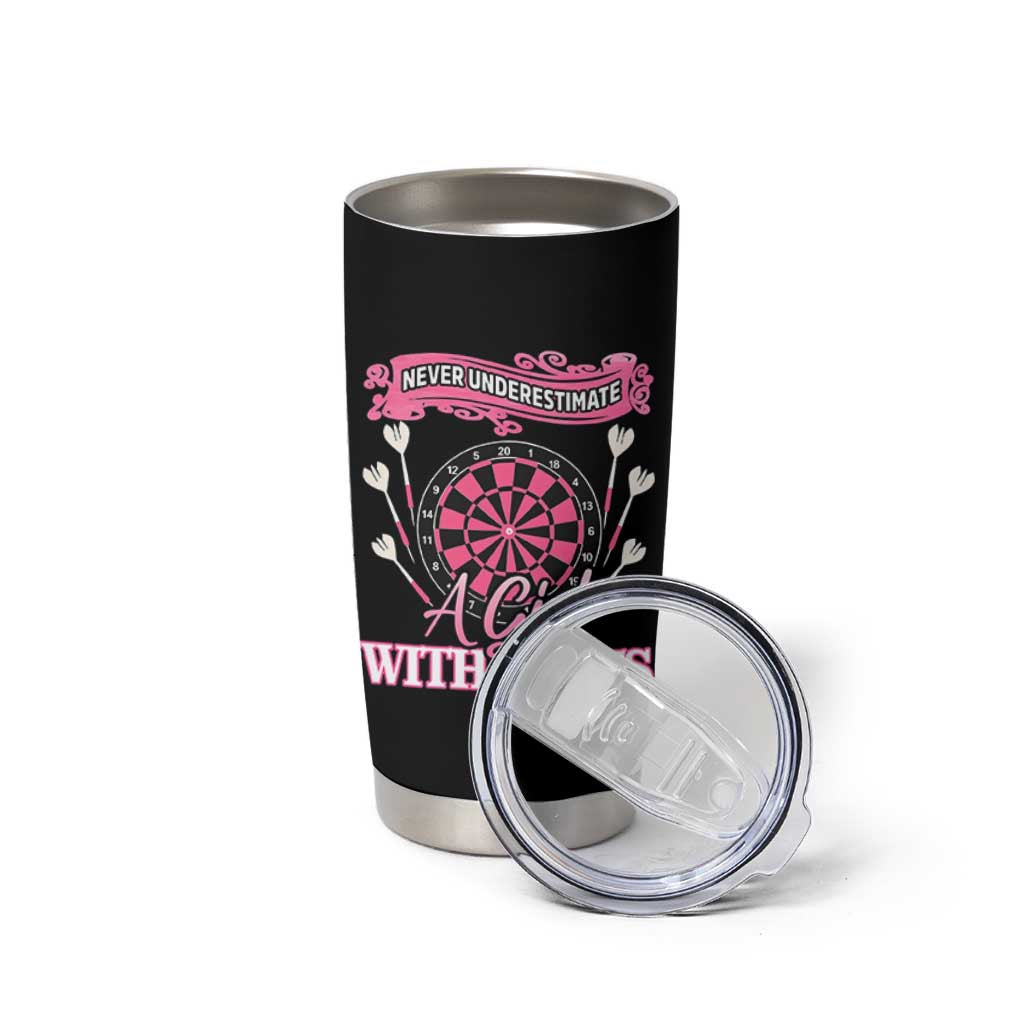 Never Underestimate A Girl Dart Player Gift Idea Tumbler Cup - Wonder Print Shop