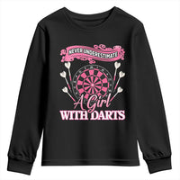 Never Underestimate A Girl Dart Player Gift Idea Youth Sweatshirt - Wonder Print Shop