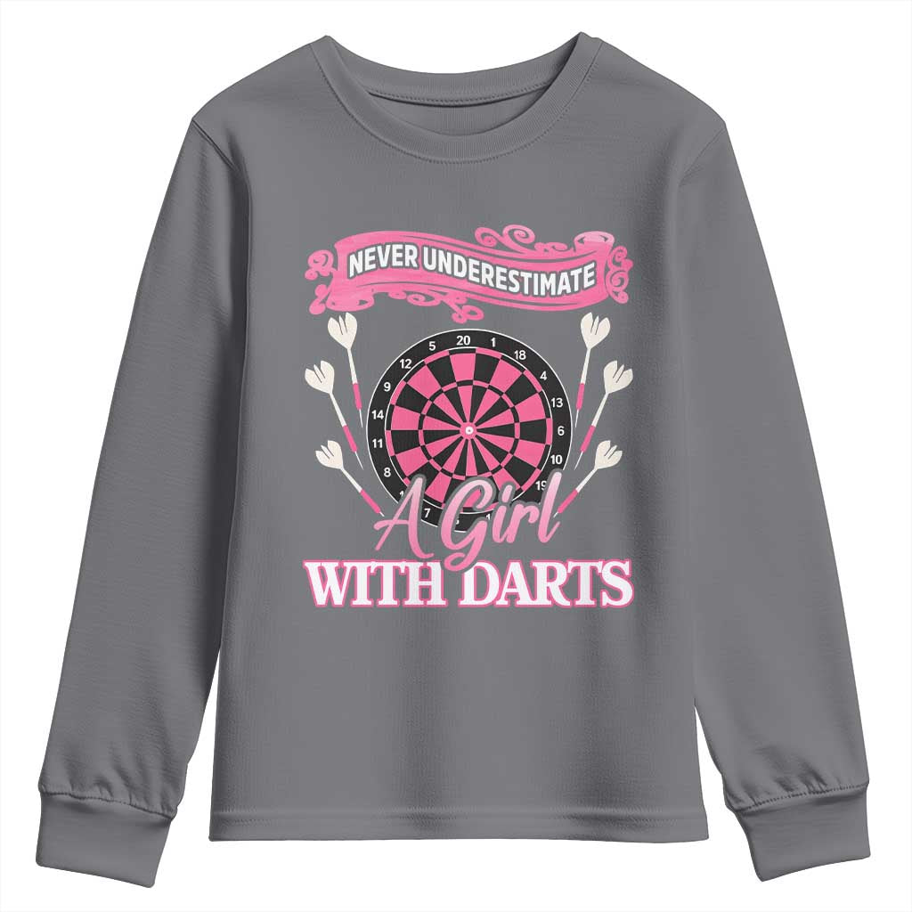 Never Underestimate A Girl Dart Player Gift Idea Youth Sweatshirt - Wonder Print Shop