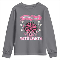 Never Underestimate A Girl Dart Player Gift Idea Youth Sweatshirt - Wonder Print Shop