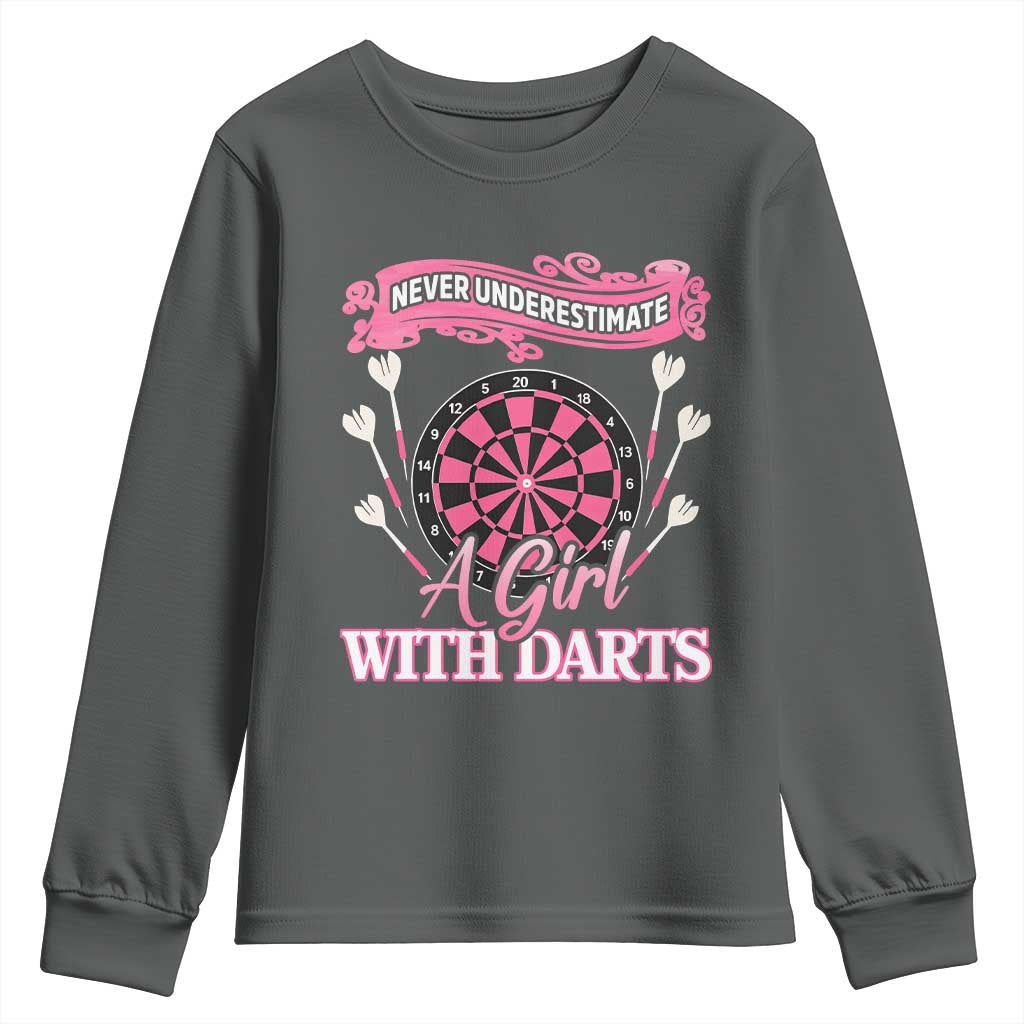 Never Underestimate A Girl Dart Player Gift Idea Youth Sweatshirt - Wonder Print Shop