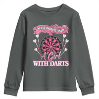 Never Underestimate A Girl Dart Player Gift Idea Youth Sweatshirt - Wonder Print Shop
