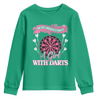 Never Underestimate A Girl Dart Player Gift Idea Youth Sweatshirt - Wonder Print Shop