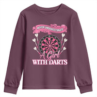 Never Underestimate A Girl Dart Player Gift Idea Youth Sweatshirt - Wonder Print Shop