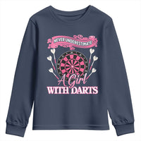 Never Underestimate A Girl Dart Player Gift Idea Youth Sweatshirt - Wonder Print Shop