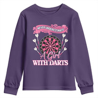 Never Underestimate A Girl Dart Player Gift Idea Youth Sweatshirt - Wonder Print Shop