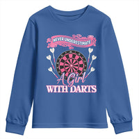 Never Underestimate A Girl Dart Player Gift Idea Youth Sweatshirt - Wonder Print Shop