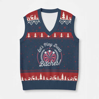 Lets Play Darts Bitches V-Neck Knit Sweater Vest Funny Female Dartist Gift - Wonder Print Shop