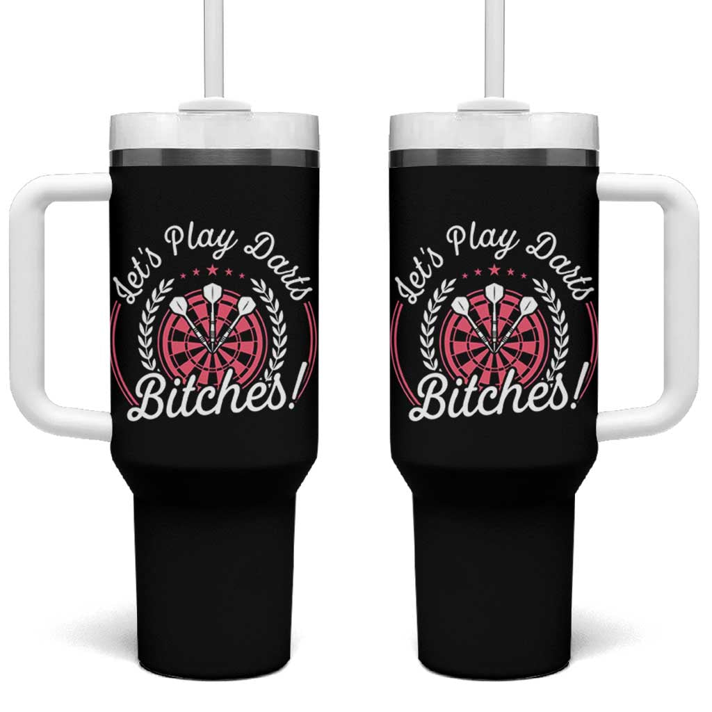 Lets Play Darts Bitches Tumbler With Handle Funny Female Dartist Gift - Wonder Print Shop