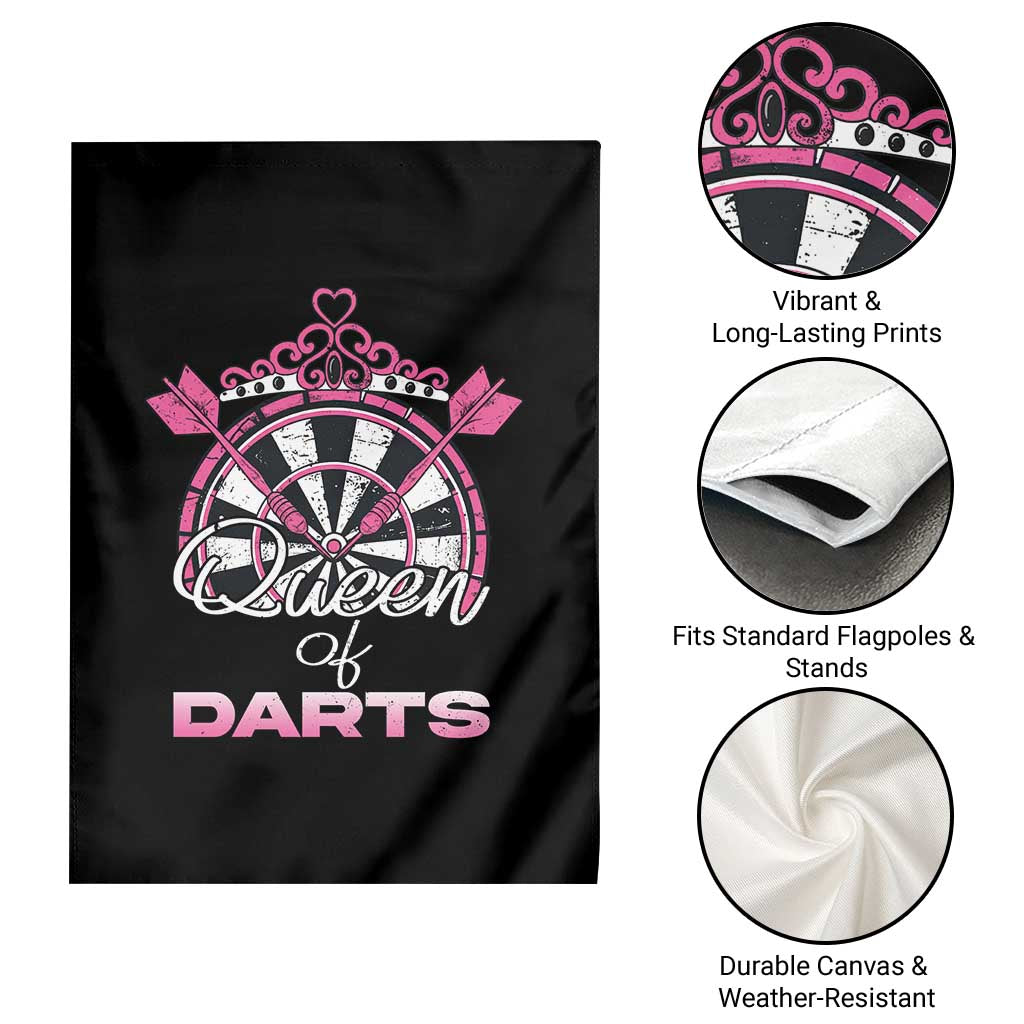 Queen Of Darts Garden Flag Funny Dart Gift For Women - Wonder Print Shop