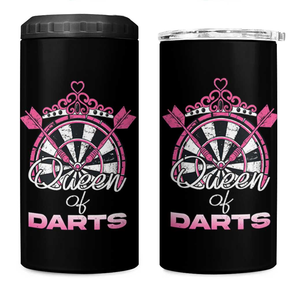 Queen Of Darts 4 in 1 Can Cooler Tumbler Funny Dart Gift For Women - Wonder Print Shop