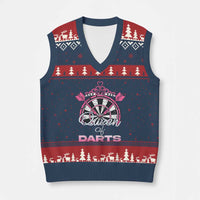 Queen Of Darts V-Neck Knit Sweater Vest Funny Dart Gift For Women - Wonder Print Shop