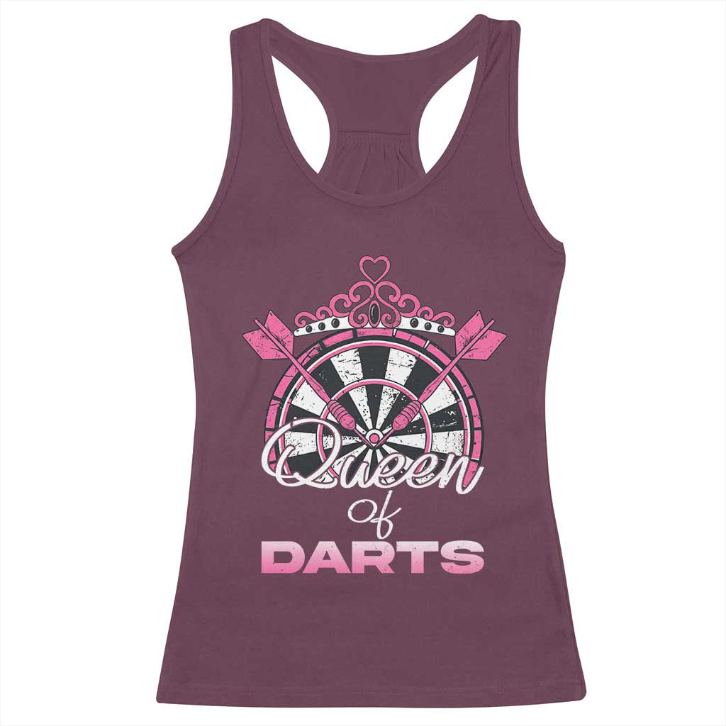 Queen Of Darts Racerback Tank Top Funny Dart Gift For Women - Wonder Print Shop
