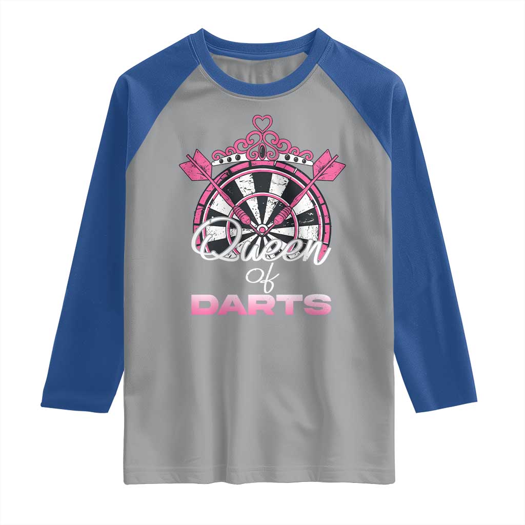 Queen Of Darts Raglan Shirt Funny Dart Gift For Women - Wonder Print Shop