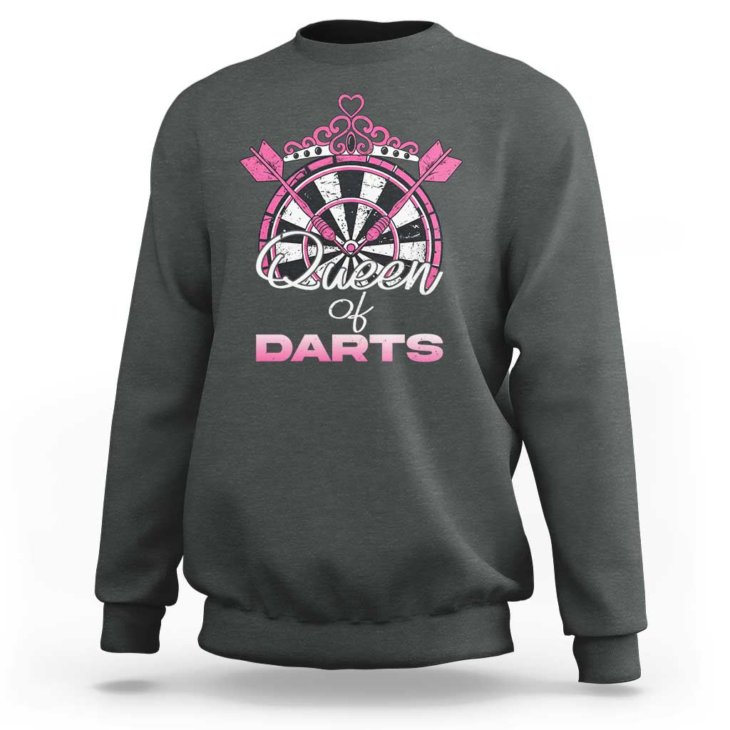 Queen Of Darts Sweatshirt Funny Dart Gift For Women - Wonder Print Shop