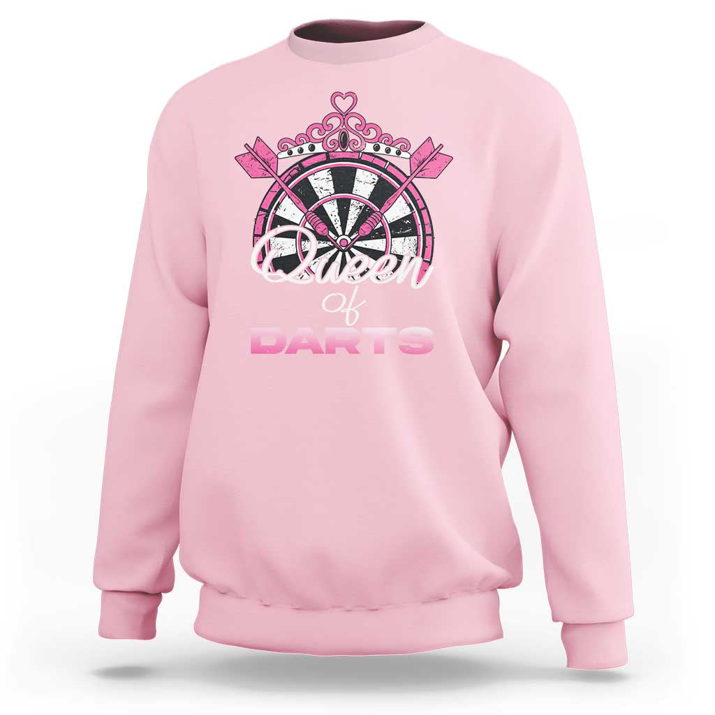 Queen Of Darts Sweatshirt Funny Dart Gift For Women - Wonder Print Shop