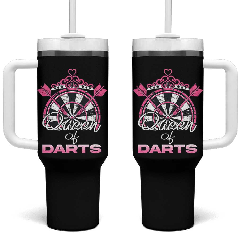 Queen Of Darts Tumbler With Handle Funny Dart Gift For Women - Wonder Print Shop