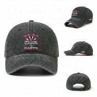 Queen Of Darts Washed Cotton Baseball Cap Funny Dart Gift For Women