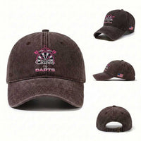 Queen Of Darts Washed Cotton Baseball Cap Funny Dart Gift For Women