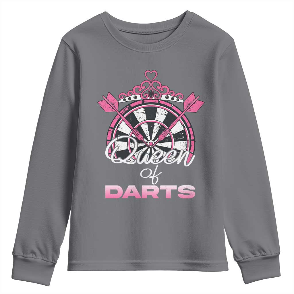 Queen Of Darts Youth Sweatshirt Funny Dart Gift For Women - Wonder Print Shop