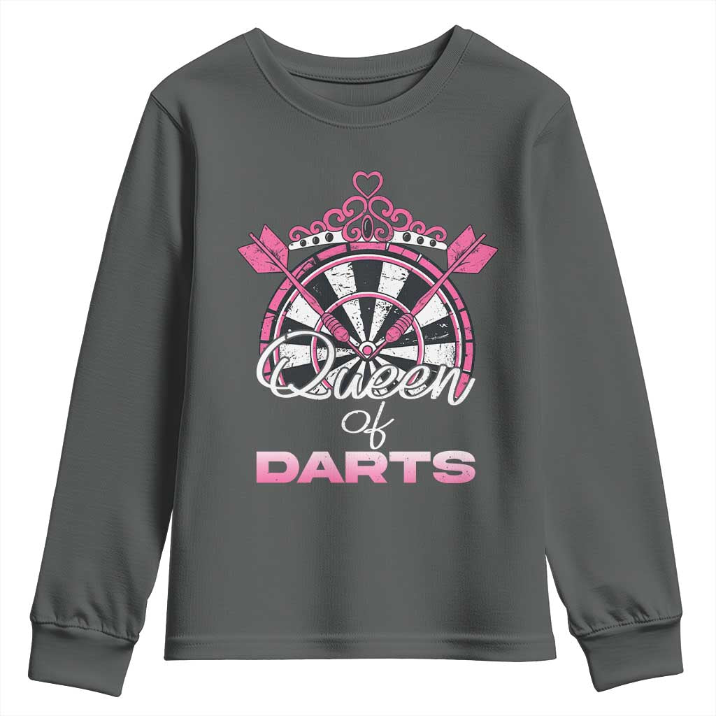 Queen Of Darts Youth Sweatshirt Funny Dart Gift For Women - Wonder Print Shop