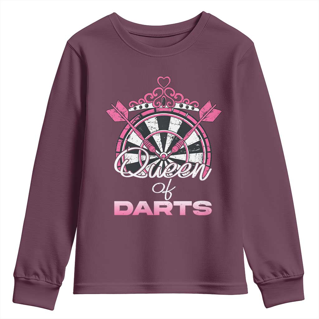 Queen Of Darts Youth Sweatshirt Funny Dart Gift For Women - Wonder Print Shop