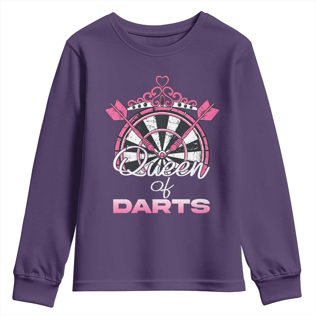 Queen Of Darts Youth Sweatshirt Funny Dart Gift For Women - Wonder Print Shop
