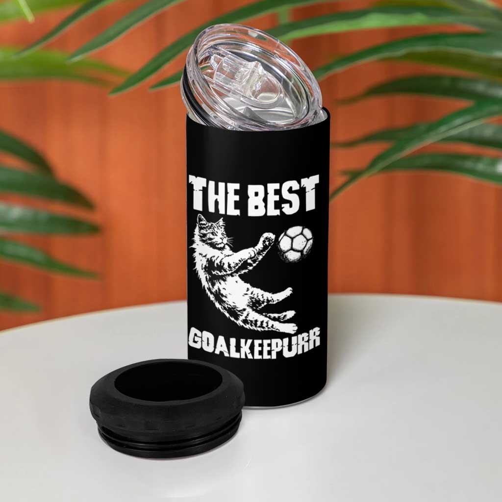 The Best Cat Goalkeeper 4 in 1 Can Cooler Tumbler Soccer Player Gift