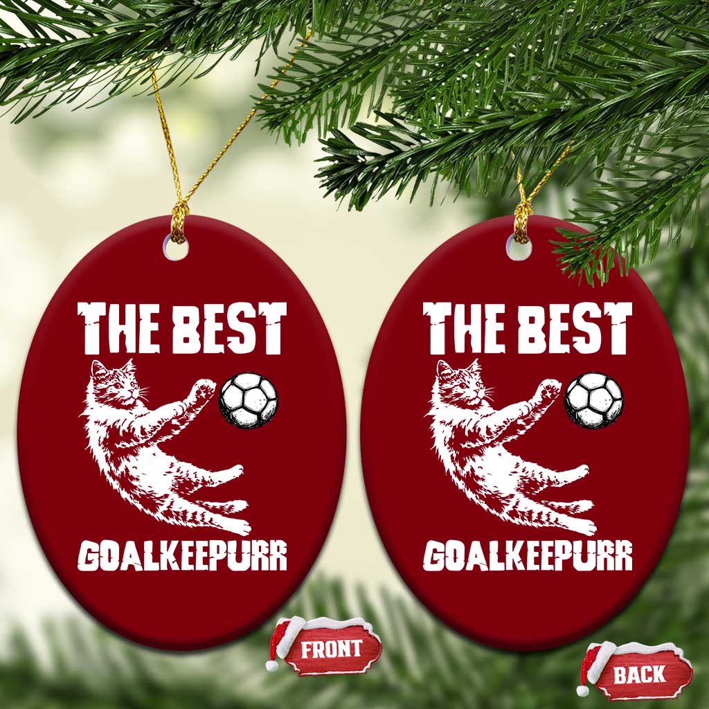 The Best Cat Goalkeeper Ceramic Ornament Soccer Player Gift