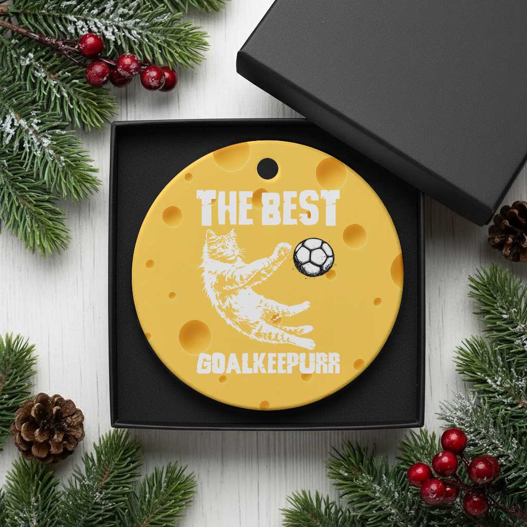 The Best Cat Goalkeeper Ceramic Ornament Soccer Player Gift