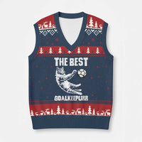 The Best Cat Goalkeeper V-Neck Knit Sweater Vest Soccer Player Gift