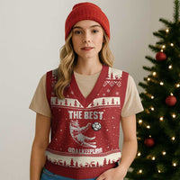 The Best Cat Goalkeeper V-Neck Knit Sweater Vest Soccer Player Gift