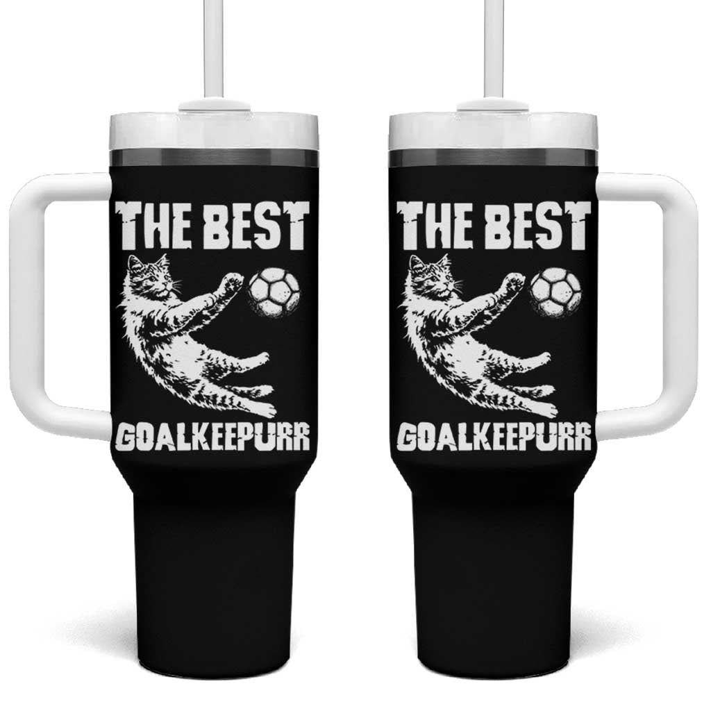 The Best Cat Goalkeeper Tumbler With Handle Soccer Player Gift
