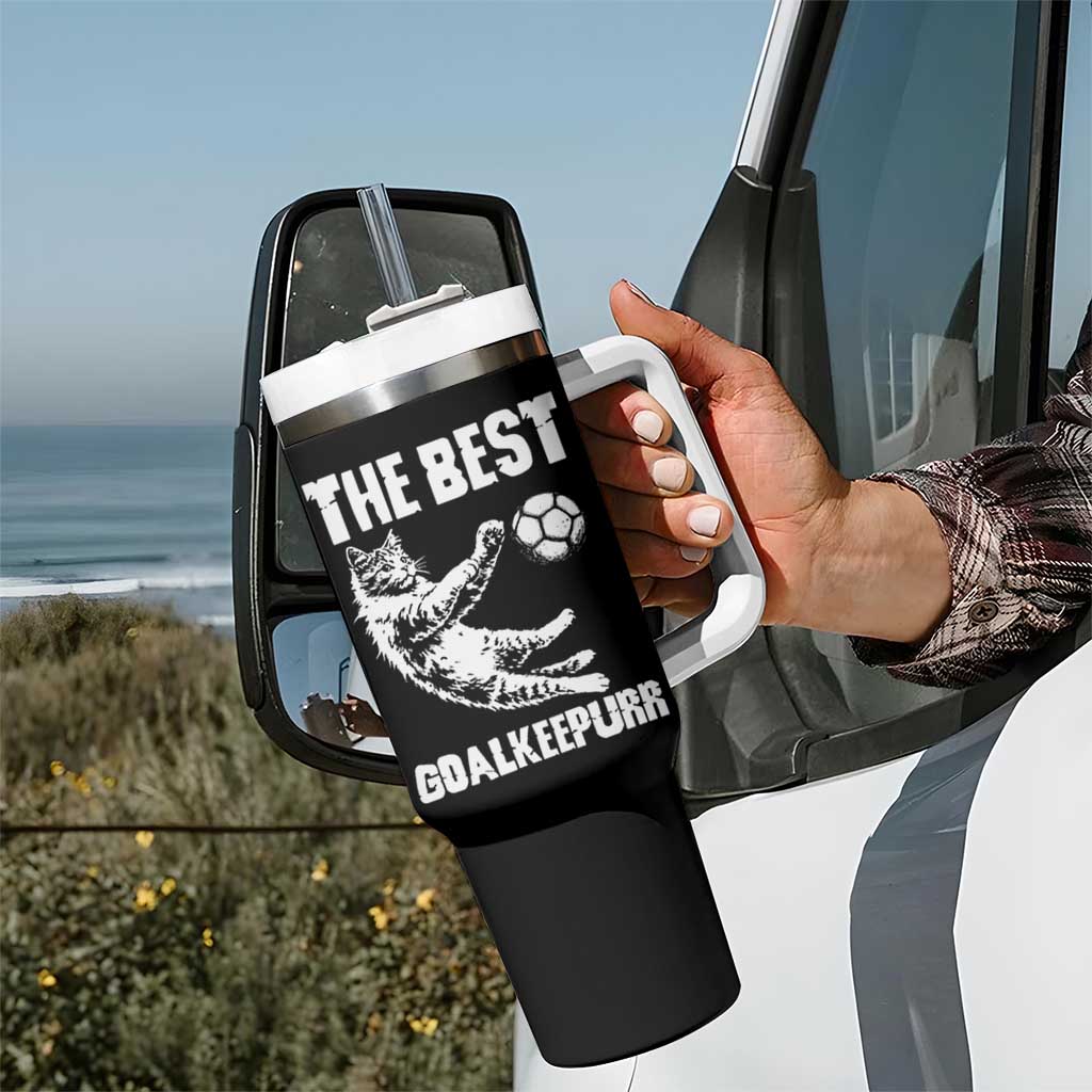 The Best Cat Goalkeeper Tumbler With Handle Soccer Player Gift