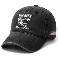 The Best Cat Goalkeeper Washed Cotton Baseball Cap Soccer Player Gift